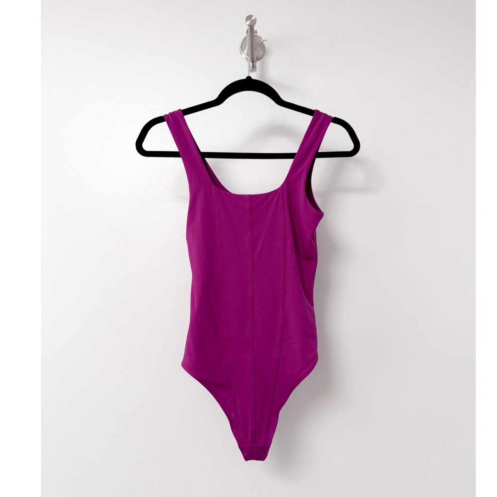 House of Harlow 1960 All-Day Contour Bodysuit Pink XS Square Neck NWT